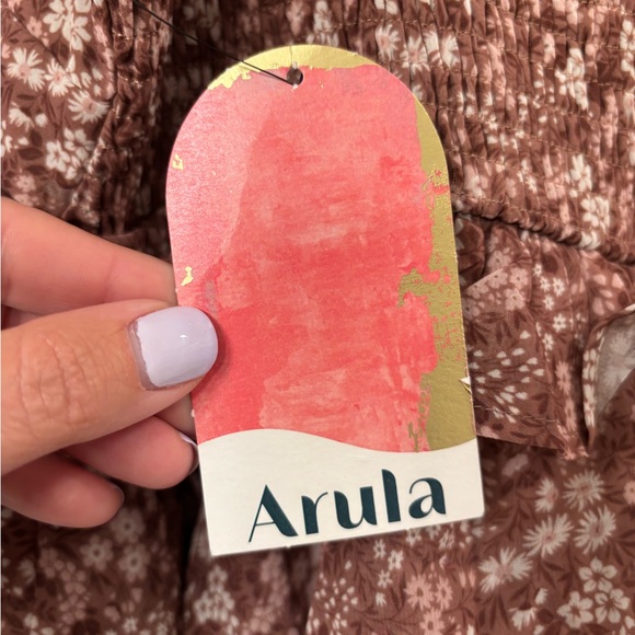 NWT Arula Brown, White, Pink Floral Print Dress XL - Picture 4 of 9